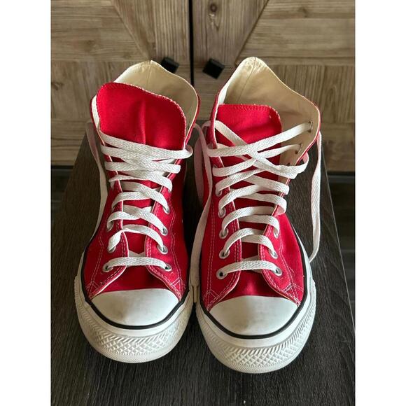 Converse Chuck Taylor Red High Top Sneaker Mens 9 Womens 11 - Picture 1 of 8